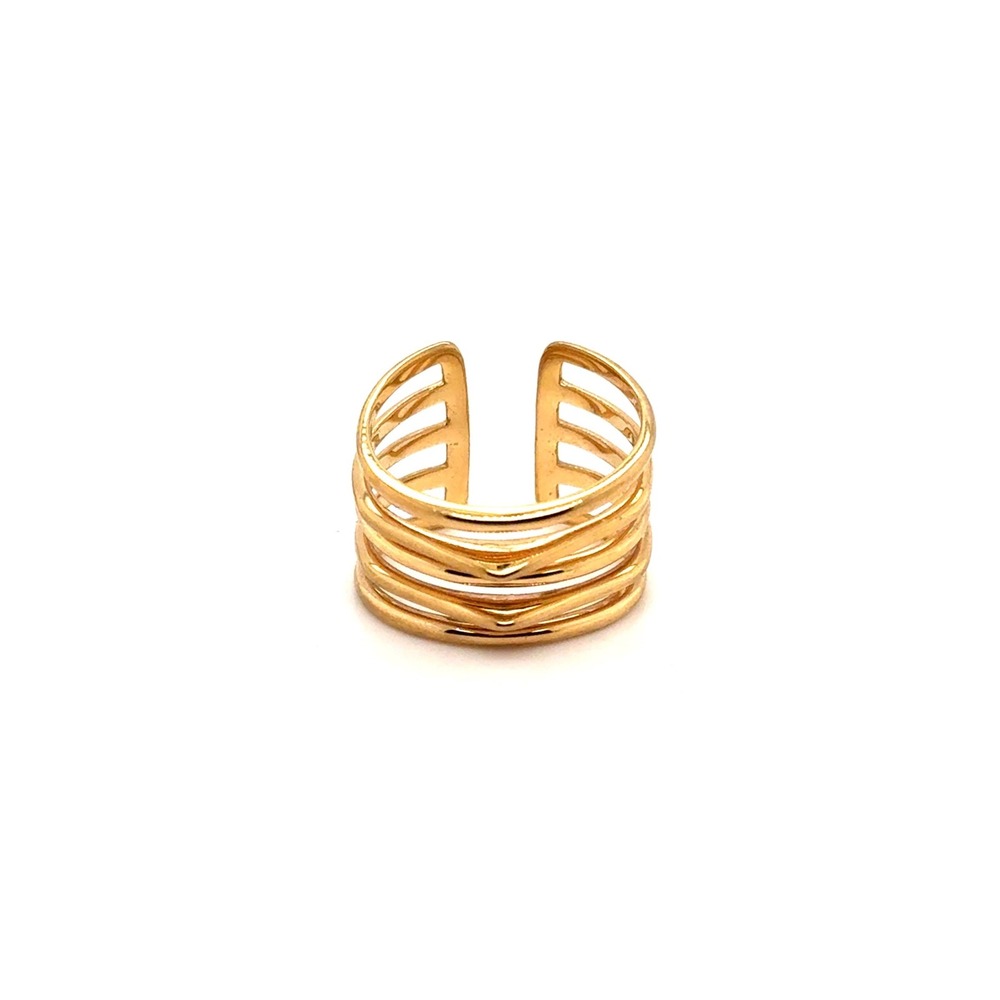 Stella and Dot Gold Multi Strand Open Cuff Cage Ring Size 8 Statement Jewelry